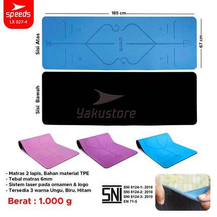 SPEEDS Yoga Mat TPE 6mm Matras Yoga Olahraga Meditasi Alas Yoga Karpet Berstandar SNI 027-4