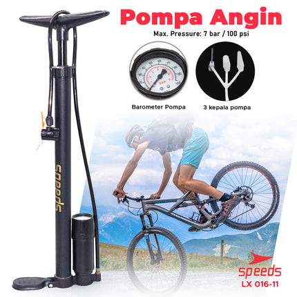 Pompa Angin Floor Pump Pompa Udara Portabel 100 psi 3 Nozzle Serbaguna 016-11
