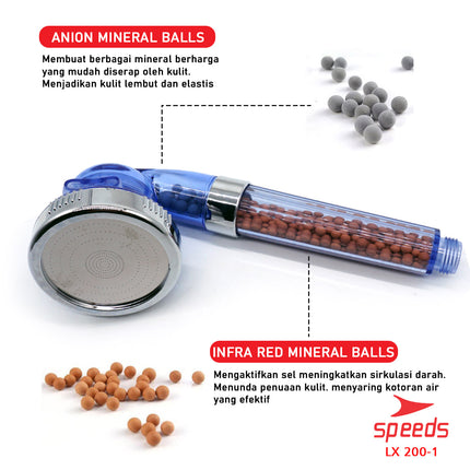 SPEEDS KEPALA Super shower ion spa health crystal BIRU - Head super filter shower 3 in 1 200-1