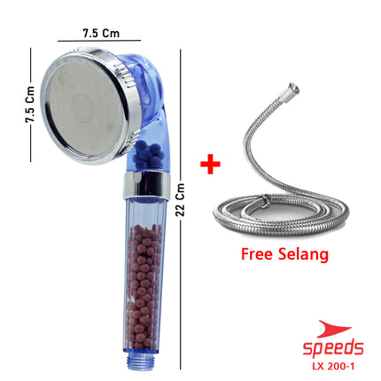 SPEEDS KEPALA Super shower ion spa health crystal BIRU - Head super filter shower 3 in 1 200-1