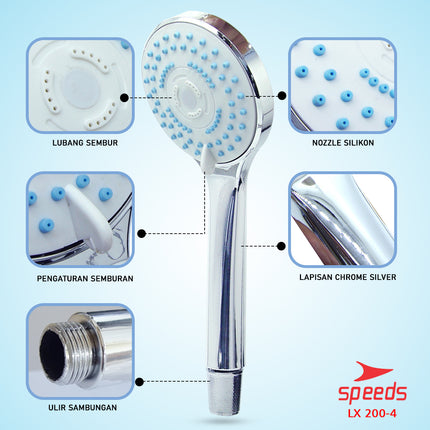 SPEEDS Shower Aerator Shower Tekanan Tinggi Filter Salon Kepala Pancuran Mandi 200-4