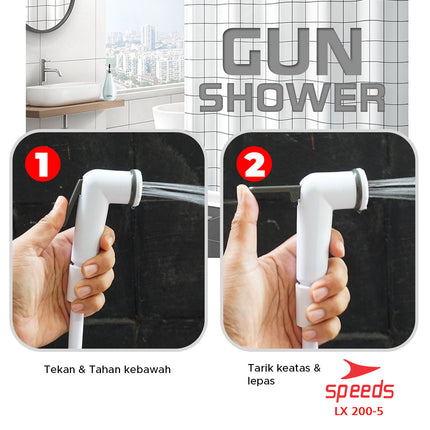 SPEEDS Kepala Shower Head Shower Set Mandi White Shower Putih Plus Selang Flexible 200-5