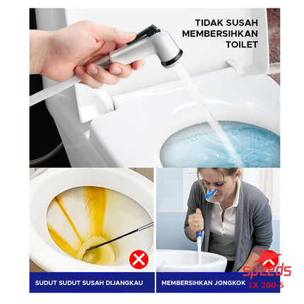 SPEEDS Kepala Shower Head Shower Set Mandi White Shower Putih Plus Selang Flexible 200-5
