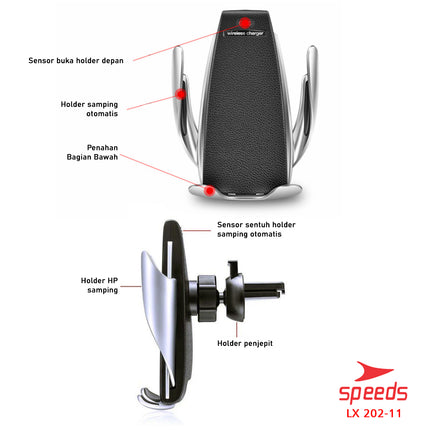SPEEDS Wireless Car Charger Fast Charging Dipasang di Air Vent Automatic 202-11