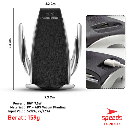 SPEEDS Wireless Car Charger Fast Charging Dipasang di Air Vent Automatic 202-11
