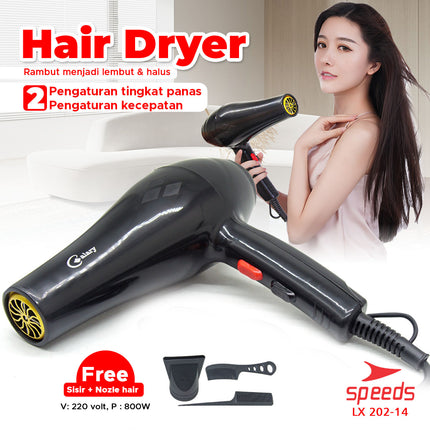 SPEEDS Hair Dryer Alat Pengering Rambut Mini Multifungsi Salon Haircare Pengatur Panas 202-14