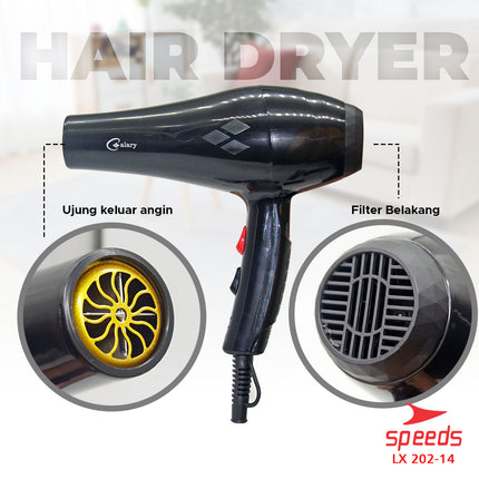 SPEEDS Hair Dryer Alat Pengering Rambut Mini Multifungsi Salon Haircare Pengatur Panas 202-14