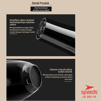SPEEDS Hair Dryer Alat Pengering Rambut Mini Multifungsi Salon Haircare Pengatur Panas 202-14