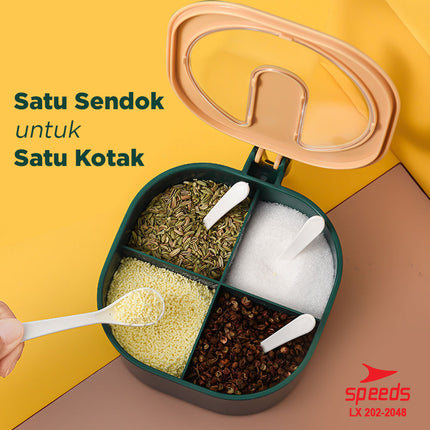 SPEEDS Tempat Bumbu 4 Sekat Wadah Kotak Bumbu Masak Dapur 4in1 202-2048