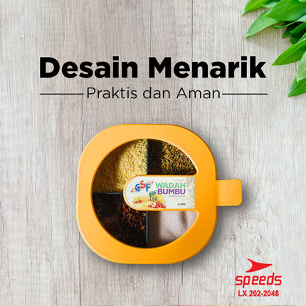 SPEEDS Tempat Bumbu 4 Sekat Wadah Kotak Bumbu Masak Dapur 4in1 202-2048
