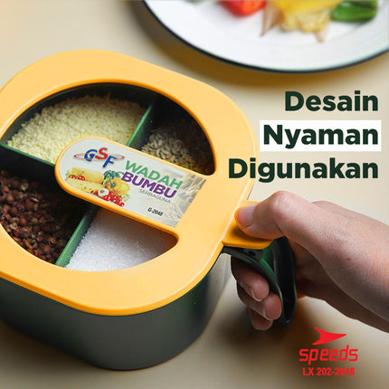 SPEEDS Tempat Bumbu 4 Sekat Wadah Kotak Bumbu Masak Dapur 4in1 202-2048