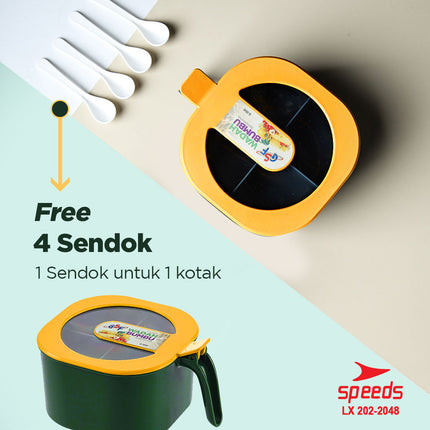 SPEEDS Tempat Bumbu 4 Sekat Wadah Kotak Bumbu Masak Dapur 4in1 202-2048