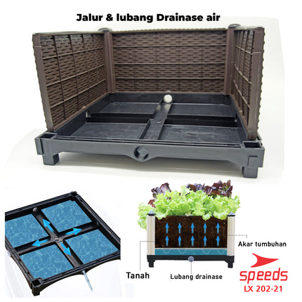 SPEEDS Pot Tanaman Pot Bunga Planter Box Plastik Benih Bibit Tanaman Rak Tanaman 202-21