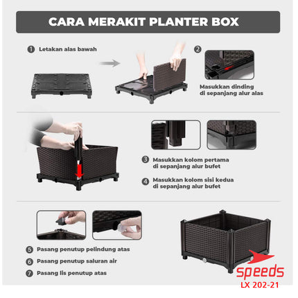 SPEEDS Pot Tanaman Pot Bunga Planter Box Plastik Benih Bibit Tanaman Rak Tanaman 202-21