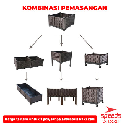 SPEEDS Pot Tanaman Pot Bunga Planter Box Plastik Benih Bibit Tanaman Rak Tanaman 202-21
