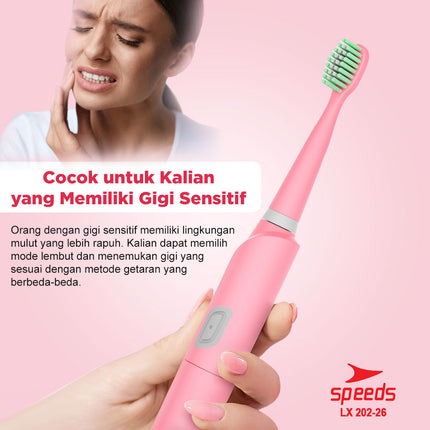 SPEEDS Sikat Gigi Elektrik Untuk Dewasa Sikat Gigi Mini Cleaner Portable Otomatis 3 Getaran 202-26