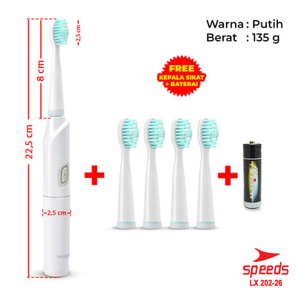 SPEEDS Sikat Gigi Elektrik Untuk Dewasa Sikat Gigi Mini Cleaner Portable Otomatis 3 Getaran 202-26