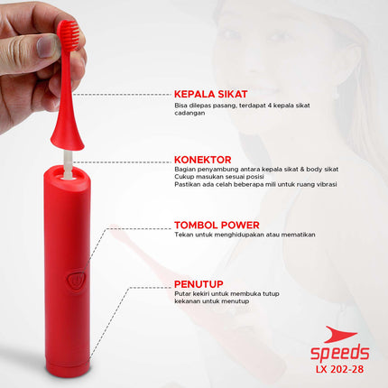 SPEEDS Sikat Gigi Elektrik Tooth Brush Electric Mini Portable Traveling Sikat Gigi Vibration 202-28