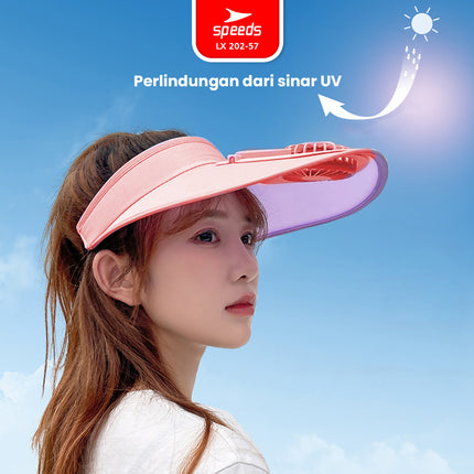 SPEEDS Topi Kipas Angin Outdoor USB Portable Mini Fan Hat Topi Anti Panas Topi Pantai Fashion Traveling 202-57