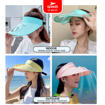 SPEEDS Topi Kipas Angin Outdoor USB Portable Mini Fan Hat Topi Anti Panas Topi Pantai Fashion Traveling 202-57