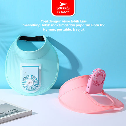 SPEEDS Topi Kipas Angin Outdoor USB Portable Mini Fan Hat Topi Anti Panas Topi Pantai Fashion Traveling 202-57
