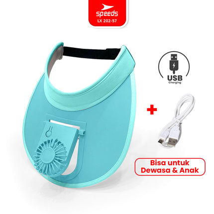 SPEEDS Topi Kipas Angin Outdoor USB Portable Mini Fan Hat Topi Anti Panas Topi Pantai Fashion Traveling 202-57