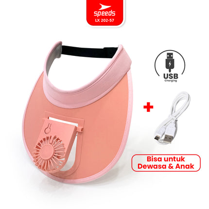 SPEEDS Topi Kipas Angin Outdoor USB Portable Mini Fan Hat Topi Anti Panas Topi Pantai Fashion Traveling 202-57
