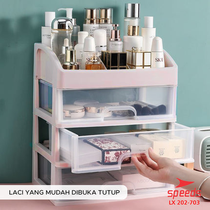 SPEEDS Kotak Penyimpanan Laci Makeup Rak Kosmetik Storage Box Organizer 3 Susun 202-703
