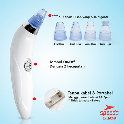 SPEEDS Alat Penyedot Komedo Blackhead Remover Pembersih Jerawat Wajah Elektrik Beauty Kecantikan 202-8