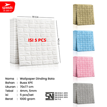 SPEEDS SNI Wallpaper Dinding 3d  Foam Batik Putih Wallpaper Dinding Sticker Dinding Berstandar 205-11