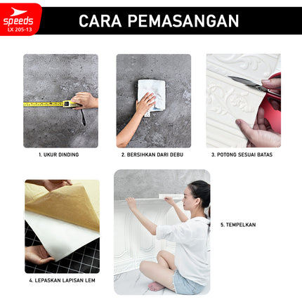 SPEEDS SNI Wallpaper Dinding 3d  Foam PE Sticker Dinding Wallpaper Dinding Model Jendela Berstandar 205-13
