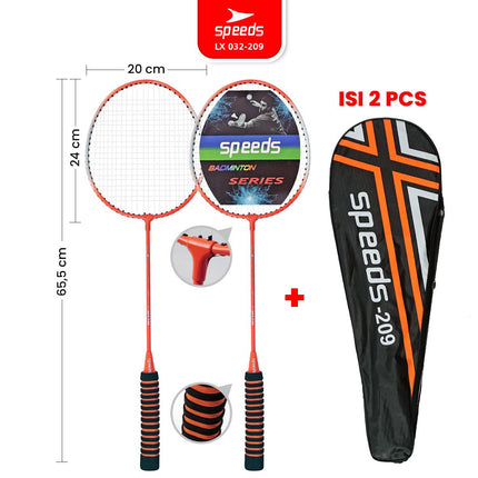 SPEEDS Raket Badminton Bulu Tangkis Paket Lengkap 1 Set 2pcs Alat Olahraga Berkualitas Original Olahraga Bulutangkis Indonesia 032-507
