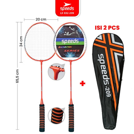 SPEEDS Raket Badminton Bulu Tangkis 1 Set isi 2pcs Racket Olahraga Pertandingan 032-301