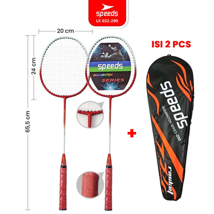 SPEEDS Raket Badminton Bulu Tangkis Paket Lengkap 1 Set 2pcs Alat Olahraga Berkualitas Original Olahraga Bulutangkis Indonesia 032-507