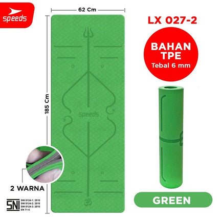 SPEEDS Matras Yoga TPE Tebal 6mm Alas Olahraga Yoga Mat Alas Yoga Karpet Gym Gulung Berstandar SNI 027-2