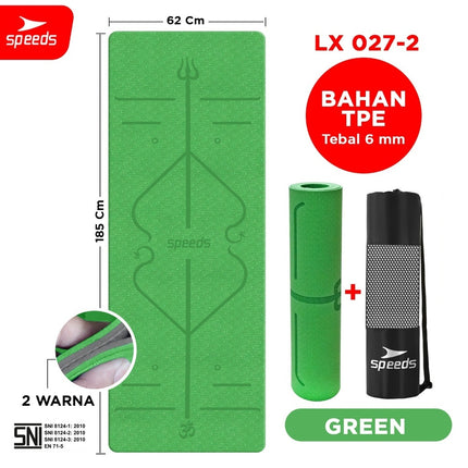 SPEEDS Matras Yoga TPE Tebal 6mm Alas Olahraga Yoga Mat Alas Yoga Karpet Gym Gulung Berstandar SNI 027-2
