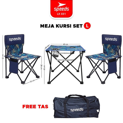 SPEEDS Meja Camping Lipat Set Meja Kursi Lipat Meja Camping Piknik Outdoor Portable 031-35