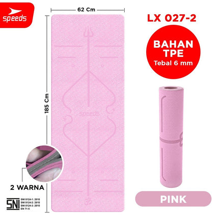 SPEEDS Matras Yoga TPE Tebal 6mm Alas Olahraga Yoga Mat Alas Yoga Karpet Gym Gulung Berstandar SNI 027-2
