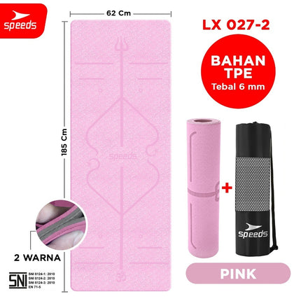 SPEEDS Matras Yoga TPE Tebal 6mm Alas Olahraga Yoga Mat Alas Yoga Karpet Gym Gulung Berstandar SNI 027-2