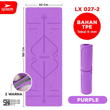 SPEEDS Matras Yoga TPE Tebal 6mm Alas Olahraga Yoga Mat Alas Yoga Karpet Gym Gulung Berstandar SNI 027-2