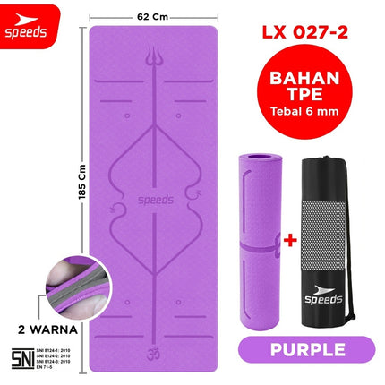 SPEEDS Matras Yoga TPE Tebal 6mm Alas Olahraga Yoga Mat Alas Yoga Karpet Gym Gulung Berstandar SNI 027-2
