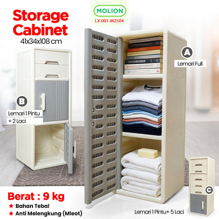 Lemari Plastik HDPE 41x31x108cm Pakaian Mainan Serbaguna Minimalis 001-M2504