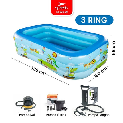 SPEEDS Swimming Pool 150x105x56cm Toddler Kids Play Pool Blue Inflatable Swimming Pool For Kids 020-34