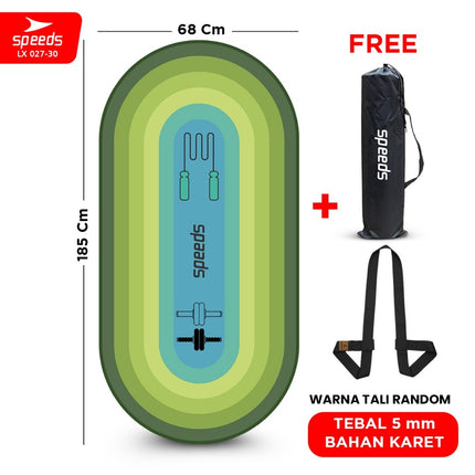SPEEDS Matras Fitness Alas Yoga Mat Ab Wheel Ab Roller Latihan Fitness Mat Anti Slip Blue LX 027-30