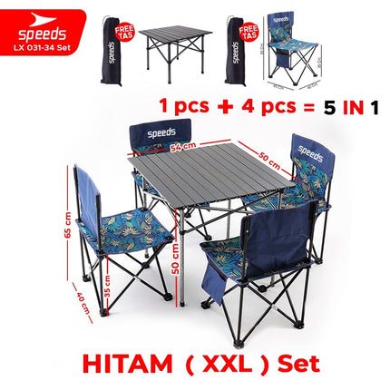 SPEEDS Meja Camping Lipat Set Meja Kursi Lipat Meja Camping Piknik Outdoor Portable 031-35