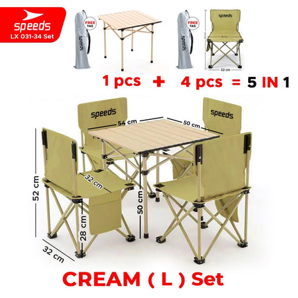 SPEEDS Meja Camping Lipat Set Meja Kursi Lipat Meja Camping Piknik Outdoor Portable 031-35