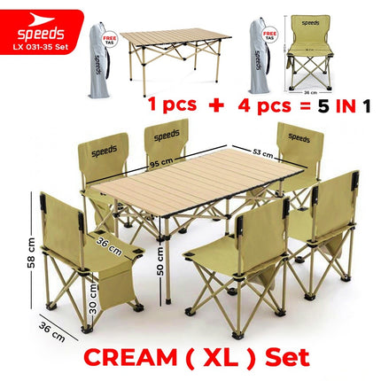 SPEEDS Meja Kurs Lipat Set Free Meja Lipat Kursi Lipat Outdoor Indoor Tas Folding Table Chair Portable Meja Camping Piknik 031-36
