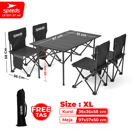 SPEEDS Meja Camping Lipat Set Meja Kursi Lipat Meja Camping Piknik Outdoor Portable 031-35