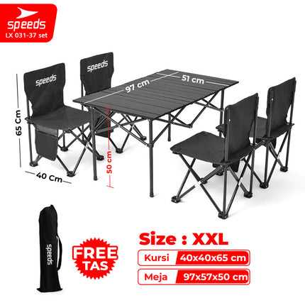 SPEEDS Meja Kurs Lipat Set Free Meja Lipat Kursi Lipat Outdoor Indoor Tas Folding Table Chair Portable Meja Camping Piknik 031-36