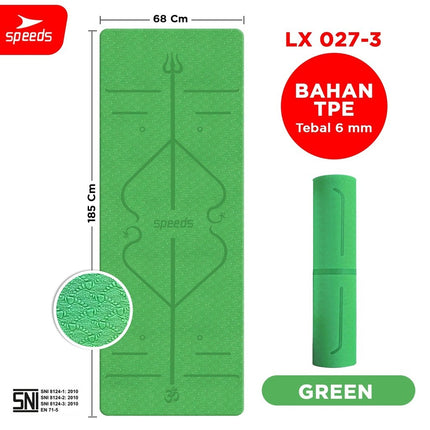 SPEEDS Matras Yoga TPE Tebal 6mm Alas Yoga Mat Alas Yoga Karpet Gym Gulung Berstandar SNI 027-3